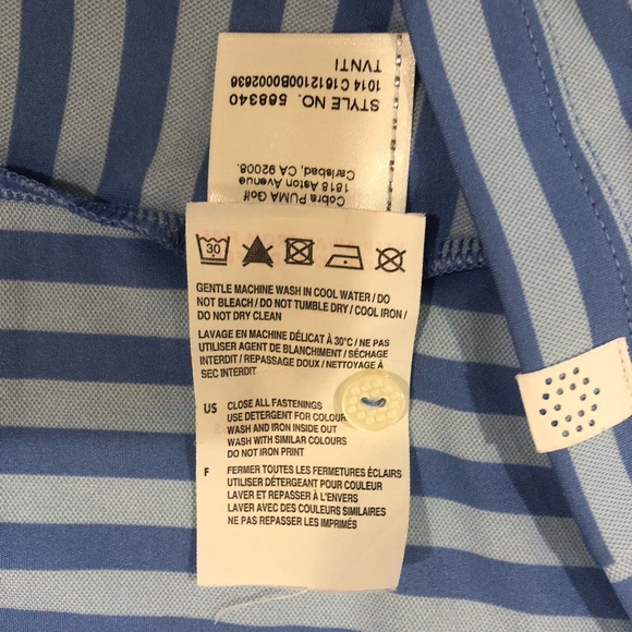 Puma Women’s Sleeveless Collar Golf Polo Top Size XS Light Blue Striped EUC - Picture 8 of 14